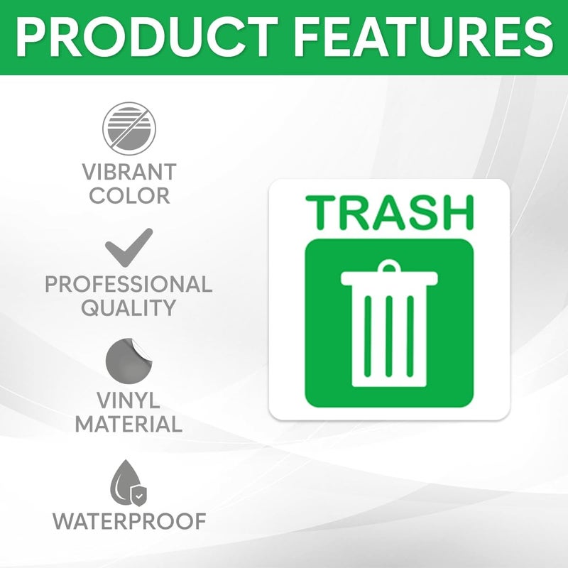 RABOWA Pack 8 Pcs Recycle and Trash Sticker for Trash Cans Garbage Bins Waste Signs Recycling Bin Labels Outdoor Indoor Offices Home Bumper Stickers Reusable Waterproof Vinyl Decals Set - Image 3